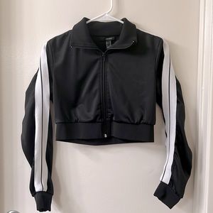 Black and white striped crop jacket